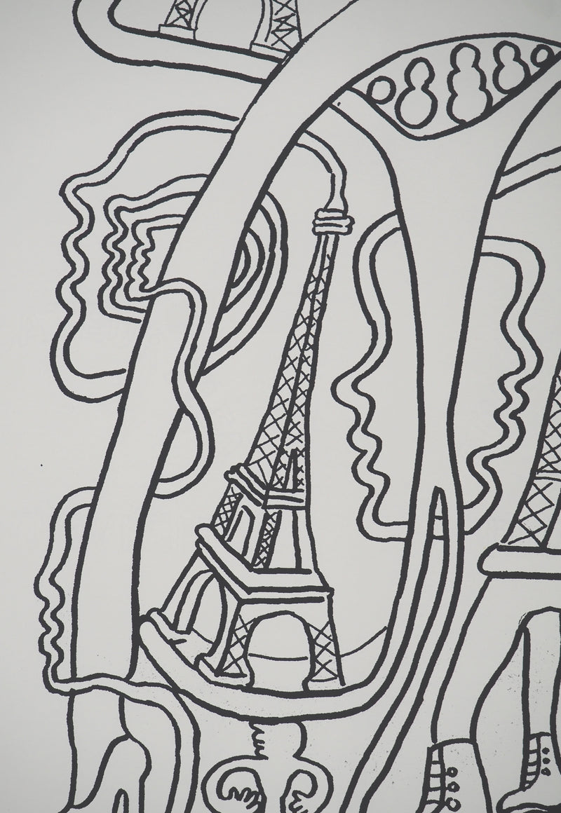 Yvon TAILLANDIER : La parisienne en traits noir sur blanc II, Sérigraphie originale (photo de détail 5) - Crédit photo : Galerie Art.Paris