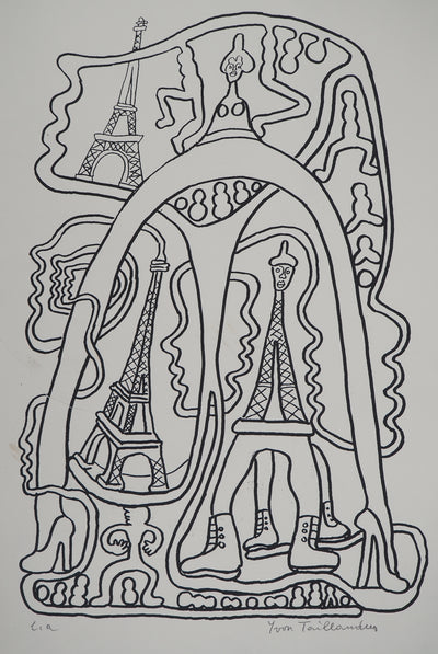 Yvon TAILLANDIER : La parisienne en traits noir sur blanc III, Sérigraphie originale (photo de détail 3) - Crédit photo : Galerie Art.Paris