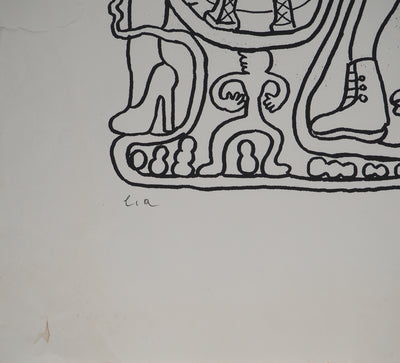 Yvon TAILLANDIER : La parisienne en traits noir sur blanc III, Sérigraphie originale (photo de détail 4) - Crédit photo : Galerie Art.Paris