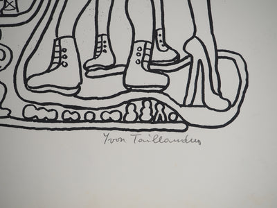 Yvon TAILLANDIER : La parisienne en traits noir sur blanc III, Sérigraphie originale (photo de détail 2) - Crédit photo : Galerie Art.Paris