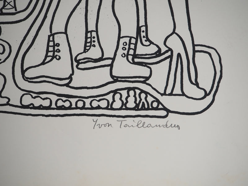 Yvon TAILLANDIER : La parisienne en traits noir sur blanc III, Sérigraphie originale (photo de détail 2) - Crédit photo : Galerie Art.Paris