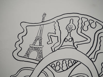 Yvon TAILLANDIER : La parisienne en traits noir sur blanc III, Sérigraphie originale (photo de détail 5) - Crédit photo : Galerie Art.Paris