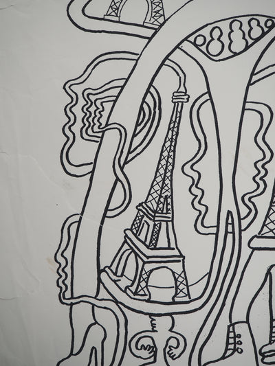 Yvon TAILLANDIER : La parisienne en traits noir sur blanc III, Sérigraphie originale (photo de détail 6) - Crédit photo : Galerie Art.Paris
