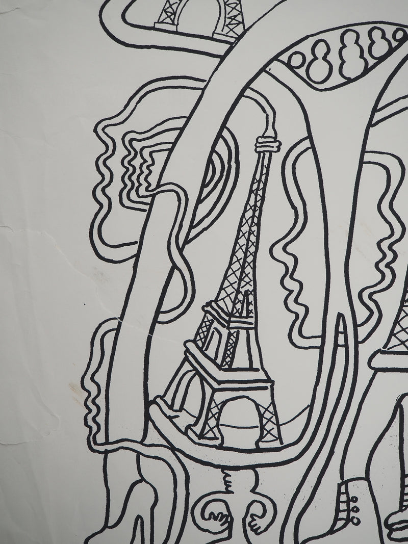 Yvon TAILLANDIER : La parisienne en traits noir sur blanc III, Sérigraphie originale (photo de détail 6) - Crédit photo : Galerie Art.Paris