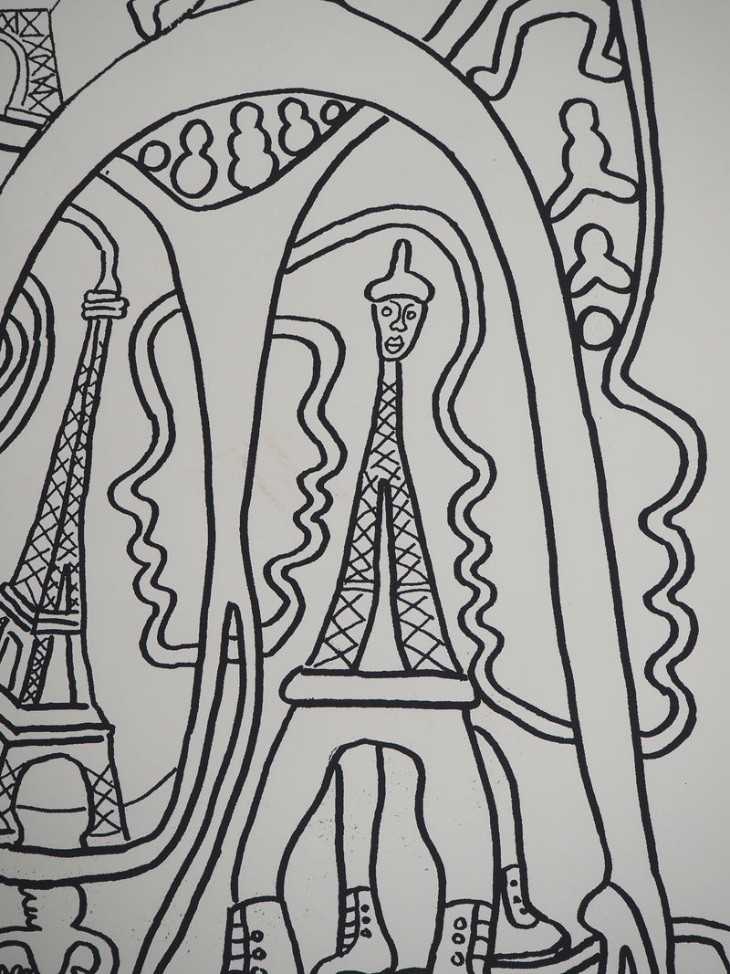 Yvon TAILLANDIER : La parisienne en traits noir sur blanc III, Sérigraphie originale (photo de détail 7) - Crédit photo : Galerie Art.Paris