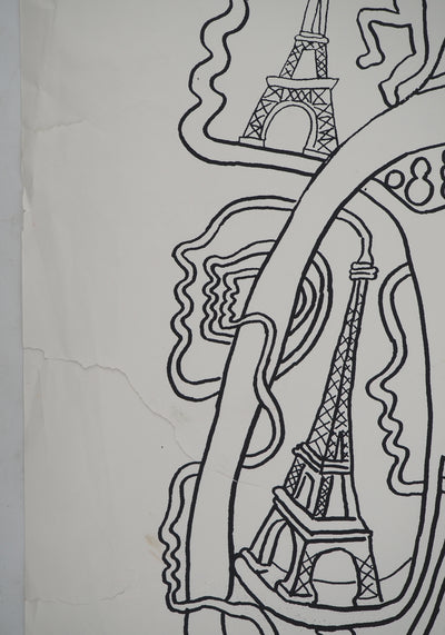 Yvon TAILLANDIER : La parisienne en traits noir sur blanc III, Sérigraphie originale (photo de détail 8) - Crédit photo : Galerie Art.Paris
