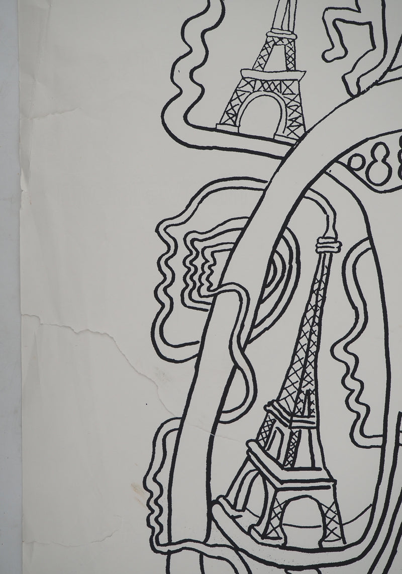 Yvon TAILLANDIER : La parisienne en traits noir sur blanc III, Sérigraphie originale (photo de détail 8) - Crédit photo : Galerie Art.Paris
