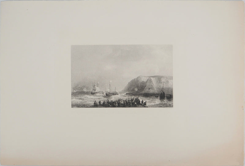 Théodore GUDIN : Combat naval, Gravure originale (vue générale) - Crédit photo : Galerie Art.Paris