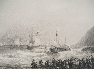Théodore GUDIN : Combat naval, Gravure originale (photo de détail 4) - Crédit photo : Galerie Art.Paris