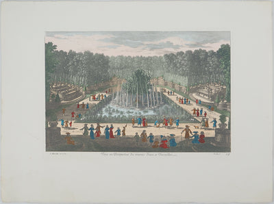 Famille PERELLE : Vue en perspective du jardin de Versailles, Gravure originale (vue générale) - Crédit photo : Galerie Art.Paris