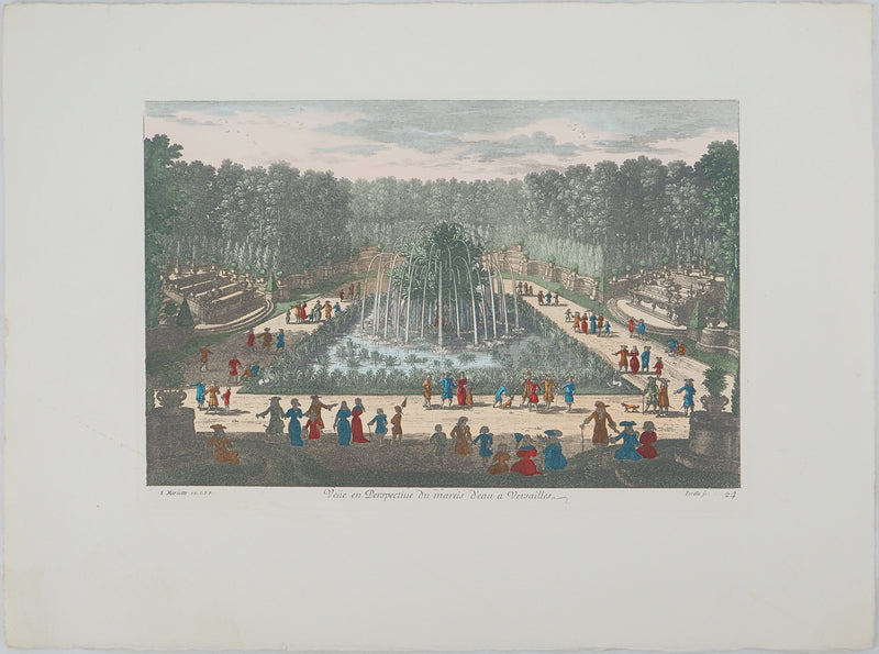 Famille PERELLE : Vue en perspective du jardin de Versailles, Gravure originale (vue générale) - Crédit photo : Galerie Art.Paris