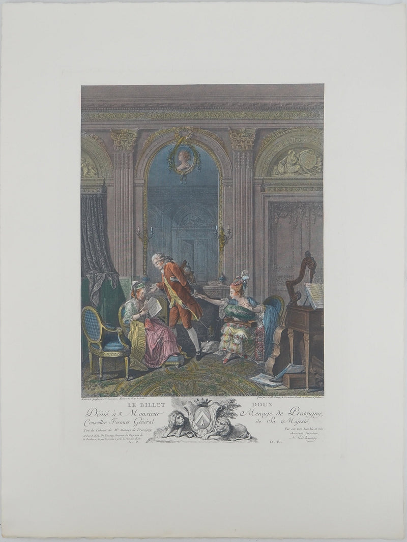 Nicolas LAVREINCE : Le billet doux, Gravure originale (vue générale) - Crédit photo : Galerie Art.Paris