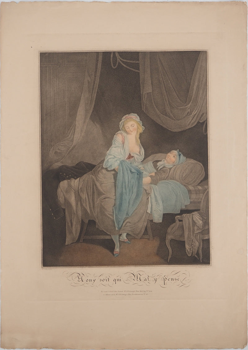 Louis BOILLY : Jeune femme alitée, Gravure originale (vue générale) - Crédit photo : Galerie Art.Paris