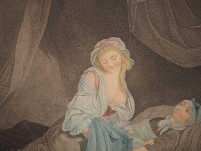 Louis BOILLY : Jeune femme alitée, Gravure originale (photo de détail 3) - Crédit photo : Galerie Art.Paris