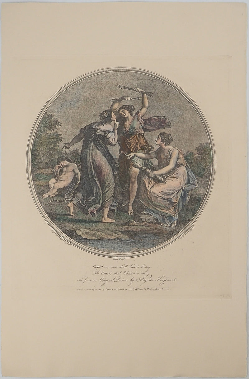 Angelica KAUFFMAN : Cupidon et les trois Grâces, Gravure originale (vue générale) - Crédit photo : Galerie Art.Paris