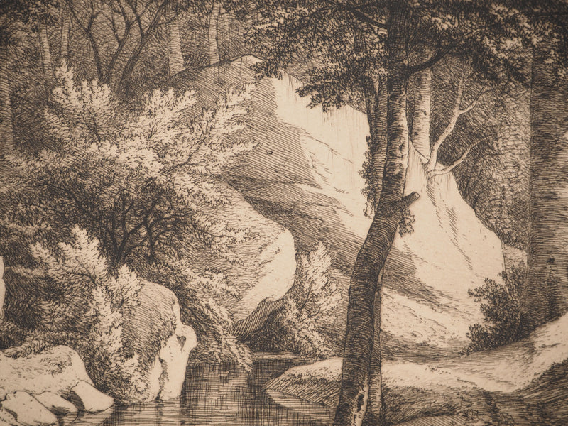 Eugène BLÉRY : Composition au ruisseau, Gravure originale (photo de détail 3) - Crédit photo : Galerie Art.Paris