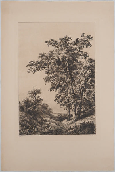 Eugène BLÉRY : Composition aux chênes, Gravure originale (vue générale) - Crédit photo : Galerie Art.Paris