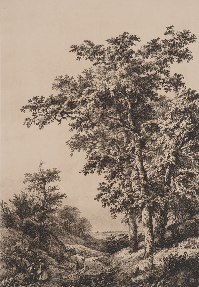 Eugène BLÉRY : Composition aux chênes, Gravure originale (photo de détail 2) - Crédit photo : Galerie Art.Paris