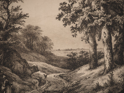 Eugène BLÉRY : Composition aux chênes, Gravure originale (photo de détail 4) - Crédit photo : Galerie Art.Paris