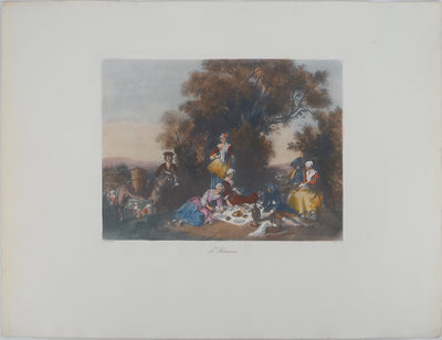 Nicolas LANCRET : Après-midi d'automne, Gravure originale (vue générale) - Crédit photo : Galerie Art.Paris