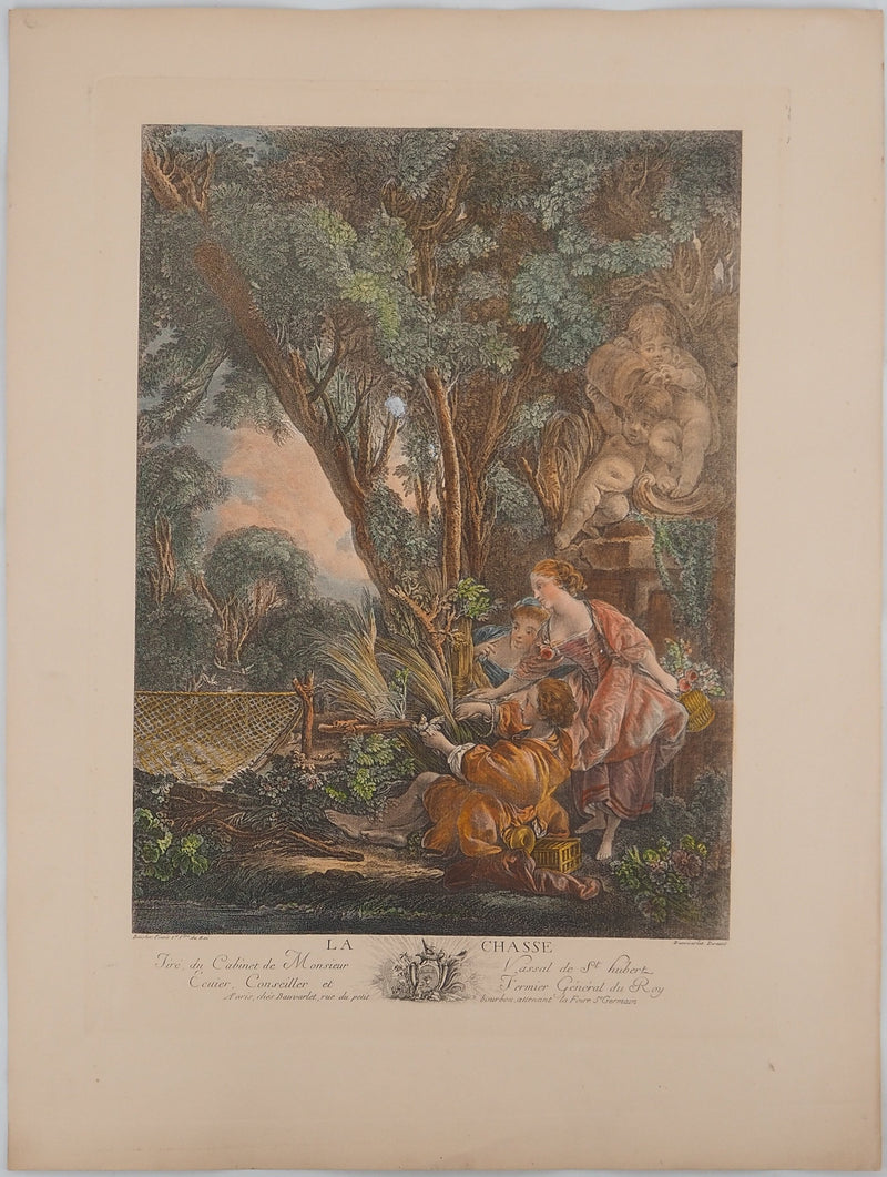 François BOUCHER : La chasse, Gravure originale (vue générale) - Crédit photo : Galerie Art.Paris