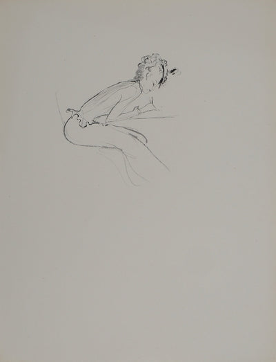 Jean-Gabriel DOMERGUE : L'écrivaine, Lithographie originale (vue générale) - Crédit photo : Galerie Art.Paris