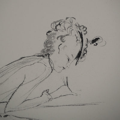 Jean-Gabriel DOMERGUE : L'écrivaine, Lithographie originale (photo de détail 3) - Crédit photo : Galerie Art.Paris