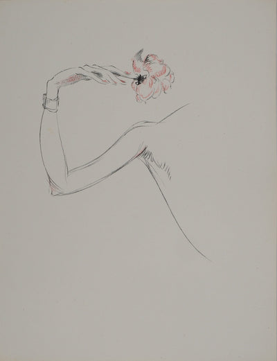 Jean-Gabriel DOMERGUE : La femme à la rose, Lithographie originale (vue générale) - Crédit photo : Galerie Art.Paris