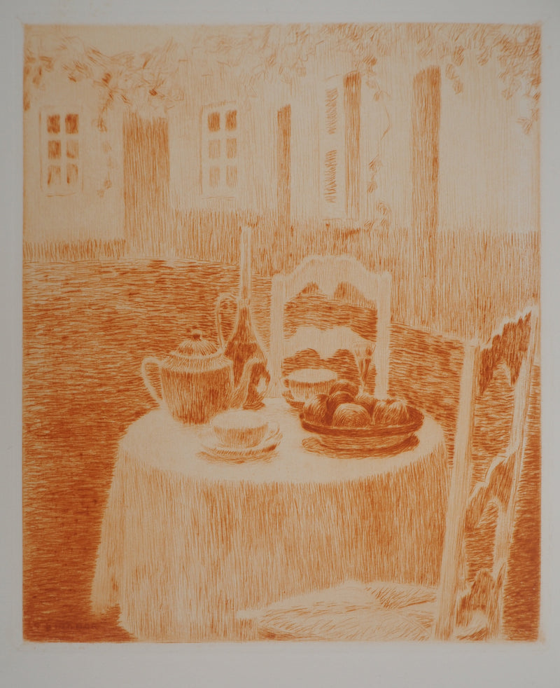 Henri LE SIDANER : La nappe rose, Gravure originale (photo de détail 3) - Crédit photo : Galerie Art.Paris