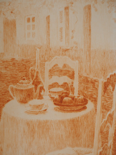 Henri LE SIDANER : La nappe rose, Gravure originale (photo de détail 4) - Crédit photo : Galerie Art.Paris