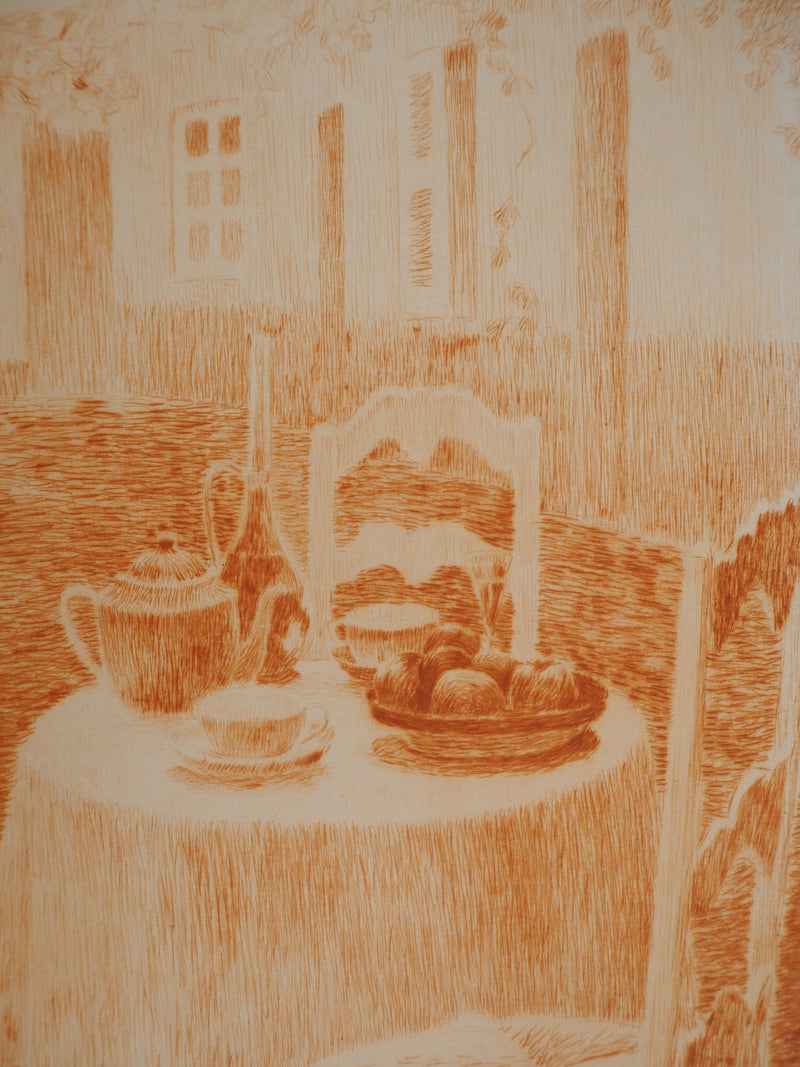 Henri LE SIDANER : La nappe rose, Gravure originale (photo de détail 4) - Crédit photo : Galerie Art.Paris