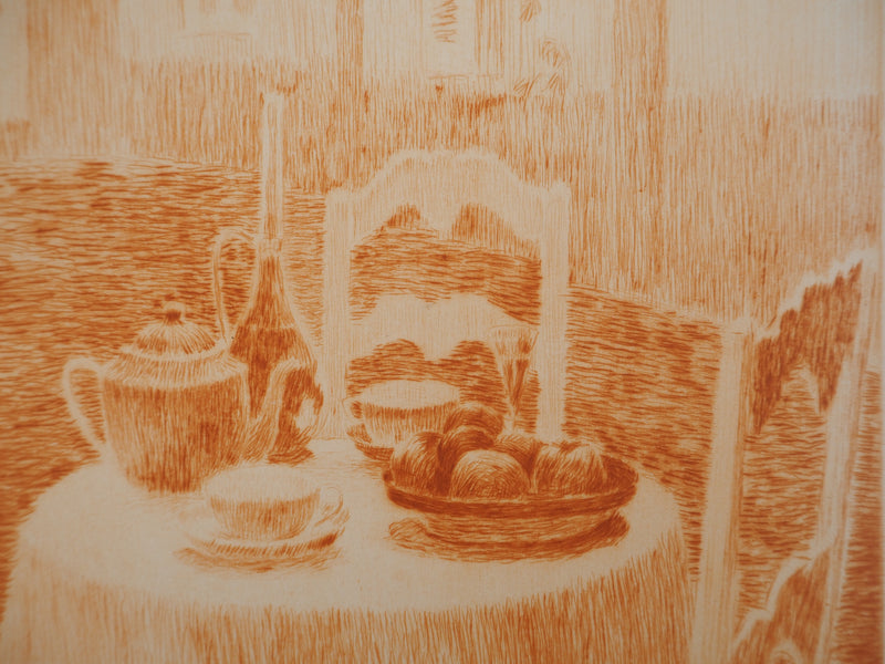 Henri LE SIDANER : La nappe rose, Gravure originale (photo de détail 5) - Crédit photo : Galerie Art.Paris