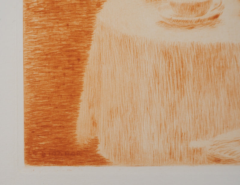 Henri LE SIDANER : La nappe rose, Gravure originale (photo de détail 2) - Crédit photo : Galerie Art.Paris