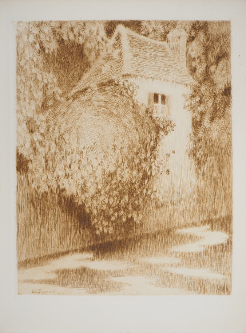 Henri LE SIDANER : Pavillon dans les arbres, Gravure originale (vue générale) - Crédit photo : Galerie Art.Paris