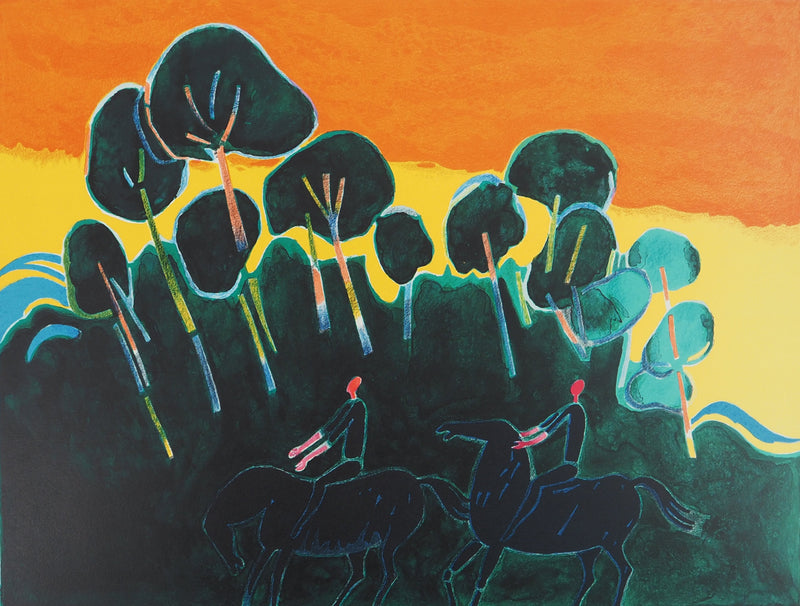 Albert ZAVARO : Coucher de soleil sur la plaine, Lithographie originale (photo de détail 3) - Crédit photo : Galerie Art.Paris