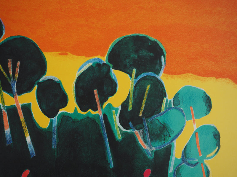 Albert ZAVARO : Coucher de soleil sur la plaine, Lithographie originale (photo de détail 5) - Crédit photo : Galerie Art.Paris