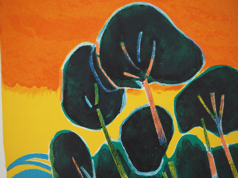 Albert ZAVARO : Coucher de soleil sur la plaine, Lithographie originale (photo de détail 7) - Crédit photo : Galerie Art.Paris