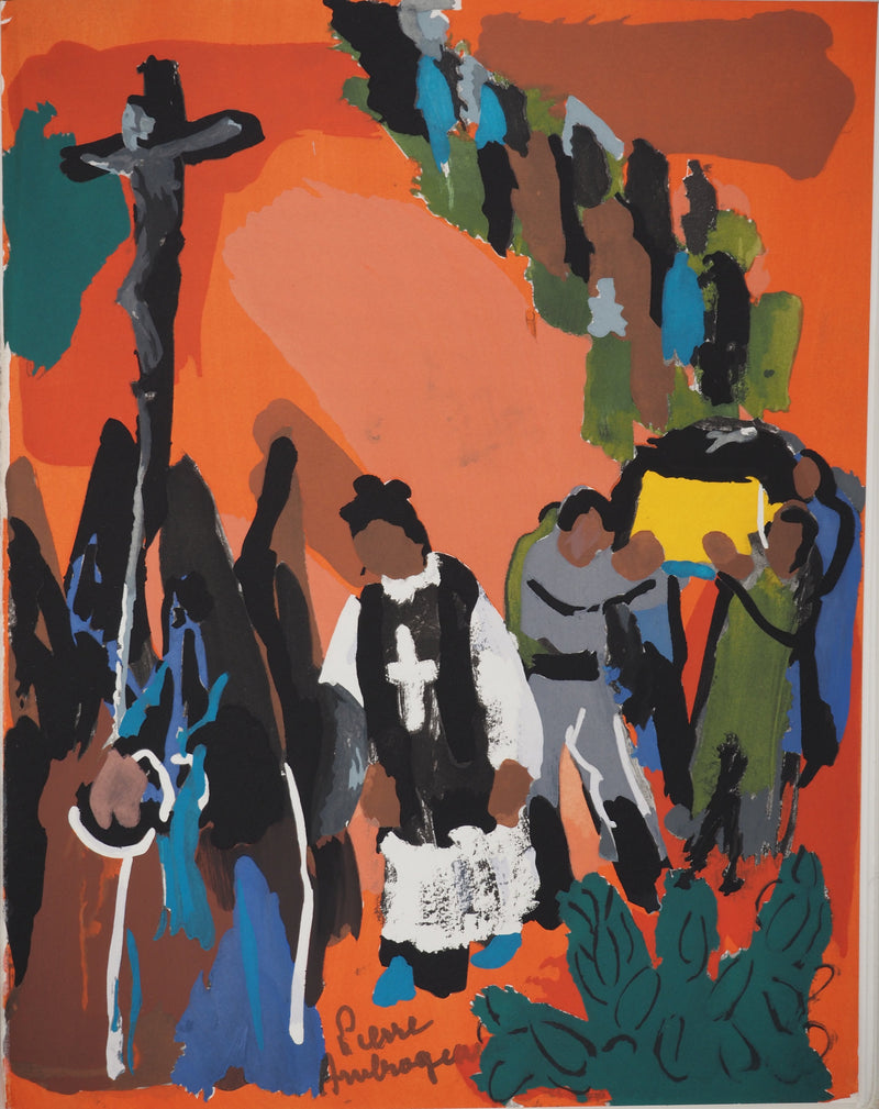 Pierre AMBROGIANI : La procession, Lithographie originale (vue générale) - Crédit photo : Galerie Art.Paris