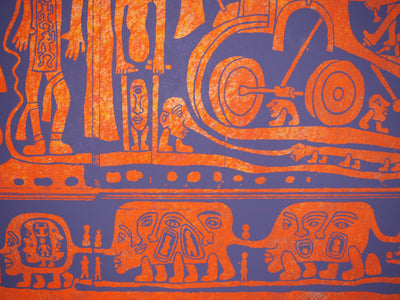 Yvon TAILLANDIER : L'ambassade du Taillandier-Land en violet sur rouge, Sérigraphie originale (photo de détail 4) - Crédit photo : Galerie Art.Paris