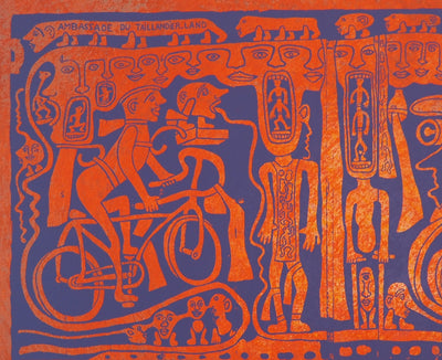 Yvon TAILLANDIER : L'ambassade du Taillandier-Land en violet sur rouge, Sérigraphie originale (photo de détail 5) - Crédit photo : Galerie Art.Paris