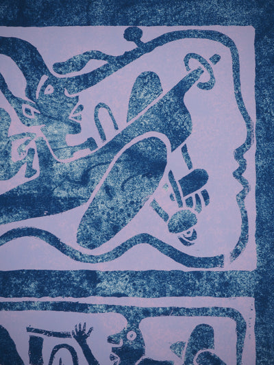 Yvon TAILLANDIER : Un monde en altitude en violet sur bleu et blanc, Sérigraphie originale (photo de détail 5) - Crédit photo : Galerie Art.Paris