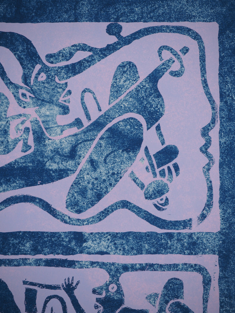 Yvon TAILLANDIER : Un monde en altitude en violet sur bleu et blanc, Sérigraphie originale (photo de détail 5) - Crédit photo : Galerie Art.Paris