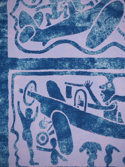 Yvon TAILLANDIER : Un monde en altitude en violet sur bleu et blanc, Sérigraphie originale (photo de détail 6) - Crédit photo : Galerie Art.Paris