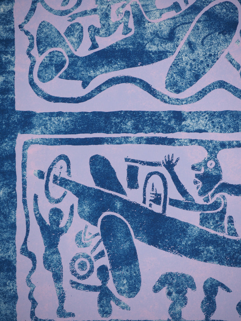 Yvon TAILLANDIER : Un monde en altitude en violet sur bleu et blanc, Sérigraphie originale (photo de détail 6) - Crédit photo : Galerie Art.Paris