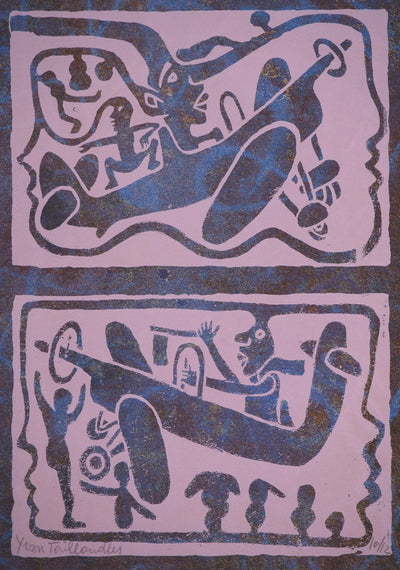 Yvon TAILLANDIER : Un monde en altitude en violet coloré bleu, Sérigraphie originale (photo de détail 3) - Crédit photo : Galerie Art.Paris