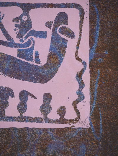 Yvon TAILLANDIER : Un monde en altitude en violet coloré bleu, Sérigraphie originale (photo de détail 6) - Crédit photo : Galerie Art.Paris