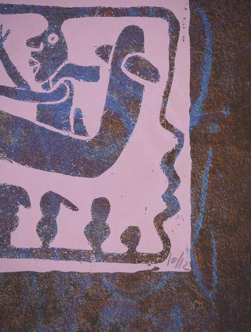 Yvon TAILLANDIER : Un monde en altitude en violet coloré bleu, Sérigraphie originale (photo de détail 6) - Crédit photo : Galerie Art.Paris