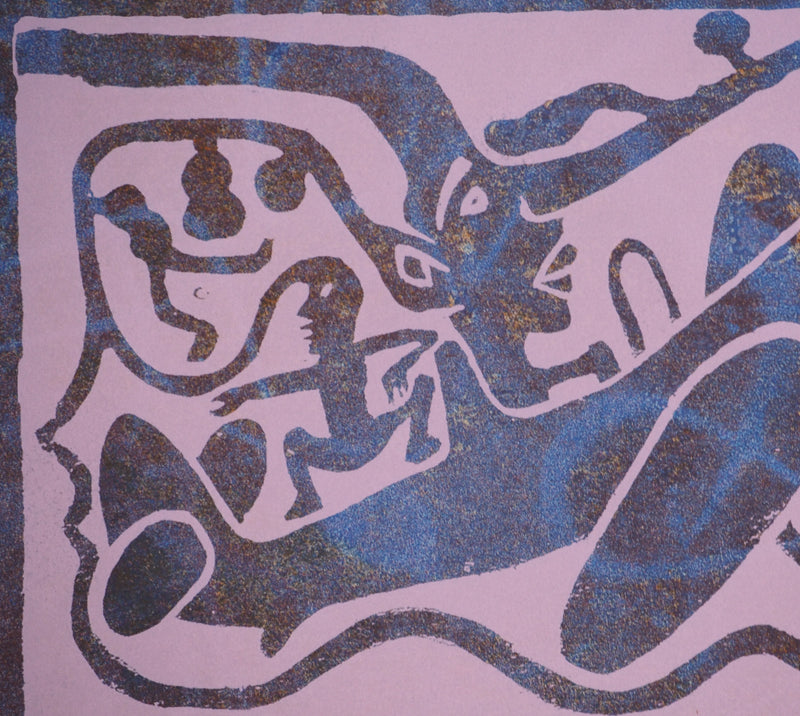Yvon TAILLANDIER : Un monde en altitude en violet coloré bleu, Sérigraphie originale (photo de détail 4) - Crédit photo : Galerie Art.Paris