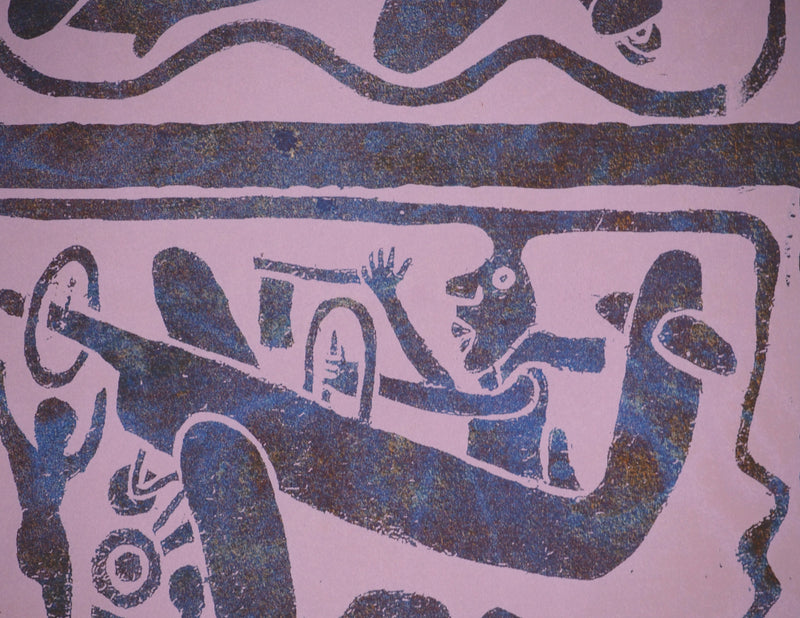Yvon TAILLANDIER : Un monde en altitude en violet coloré bleu, Sérigraphie originale (photo de détail 5) - Crédit photo : Galerie Art.Paris