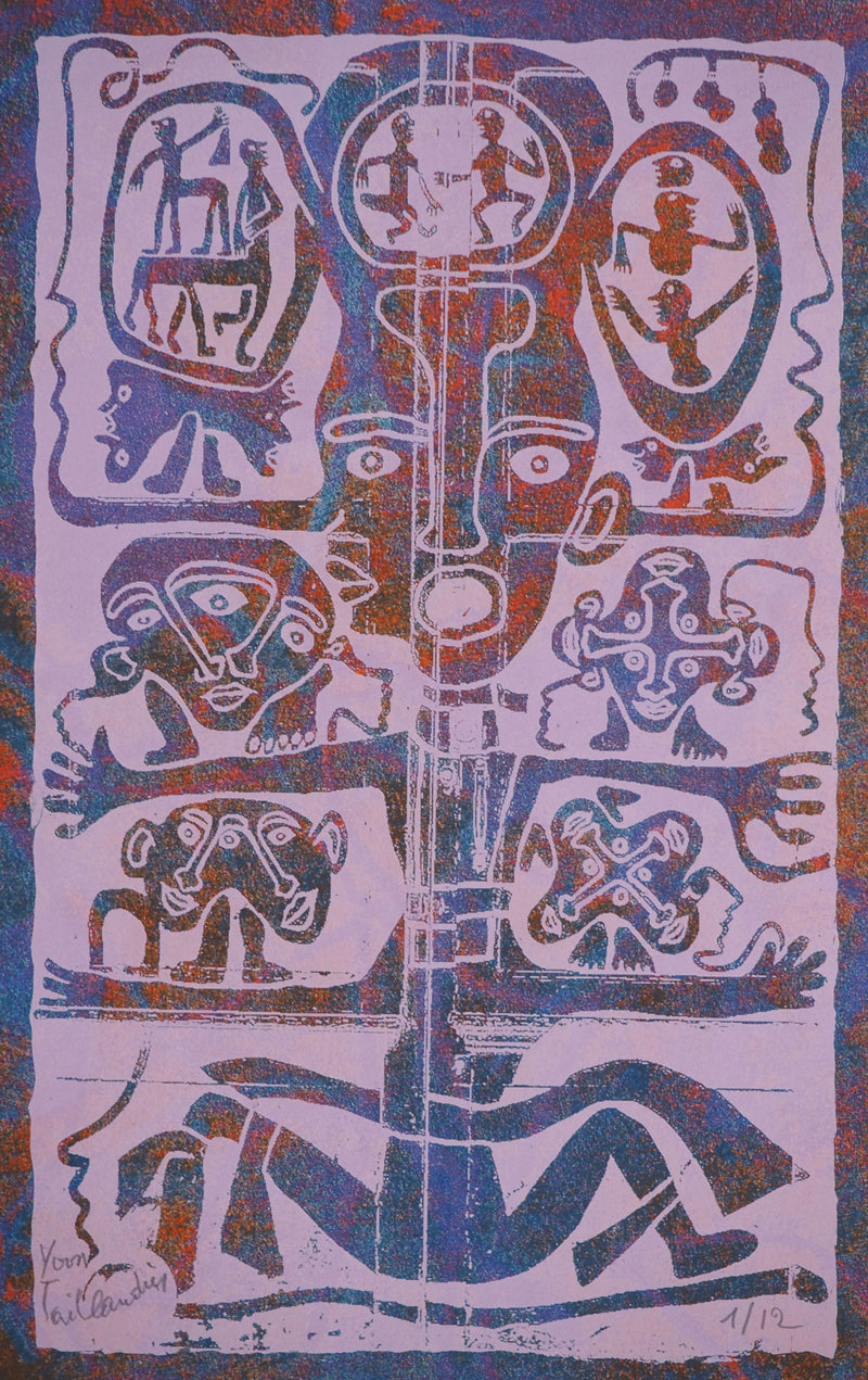 Yvon TAILLANDIER : Totem intérieur en violet clair coloré, Sérigraphie originale (photo de détail 2) - Crédit photo : Galerie Art.Paris